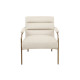 Contemporary Channel Tufted Beige Velvet Bronze Frame Accent Chair